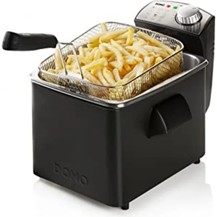 Domo DO1014FR Fritteuse, mit Öl, 3200 Watt, 4,5 Liter, Thermostat, bis 190 °C, schwarz – Bild 7