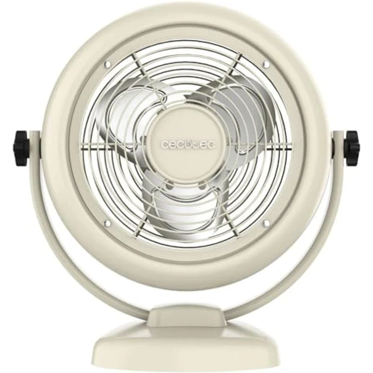 Cecotec EnergySilence 800 RetroDesk, Tischventilator mit 20 W Leistung, 20 cm Durchmesser, 3 aerodynamische Flügel, 2 Geschwindigkeiten, beige – Bild 1