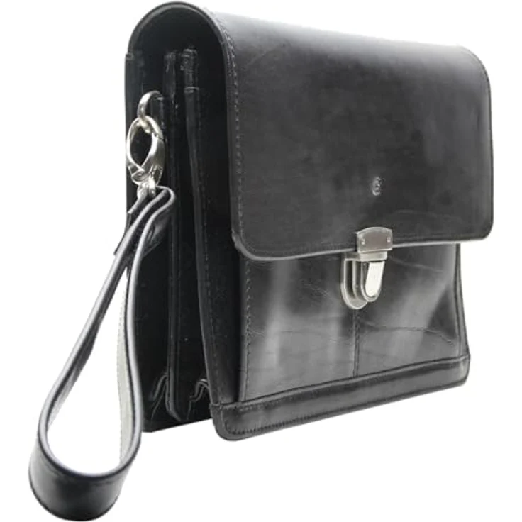 Esquire Toscana Handgelenktasche aus Leder, 24,5 cm, Schwarz mit praktischem Stauraum und vielen Fächern – Bild 2