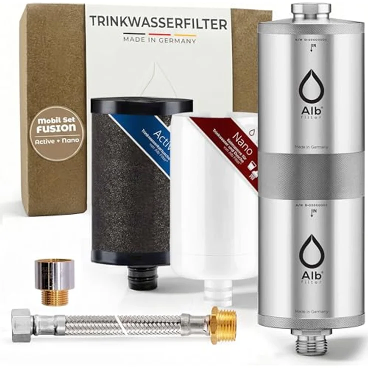 Blaufaktor Alb Filter FUSION Active+Nano Untertisch-Set, Doppelstufen-Trinkwasserfilter mit Schnellkupplung und Edelstahlgehäuse – Bild 1