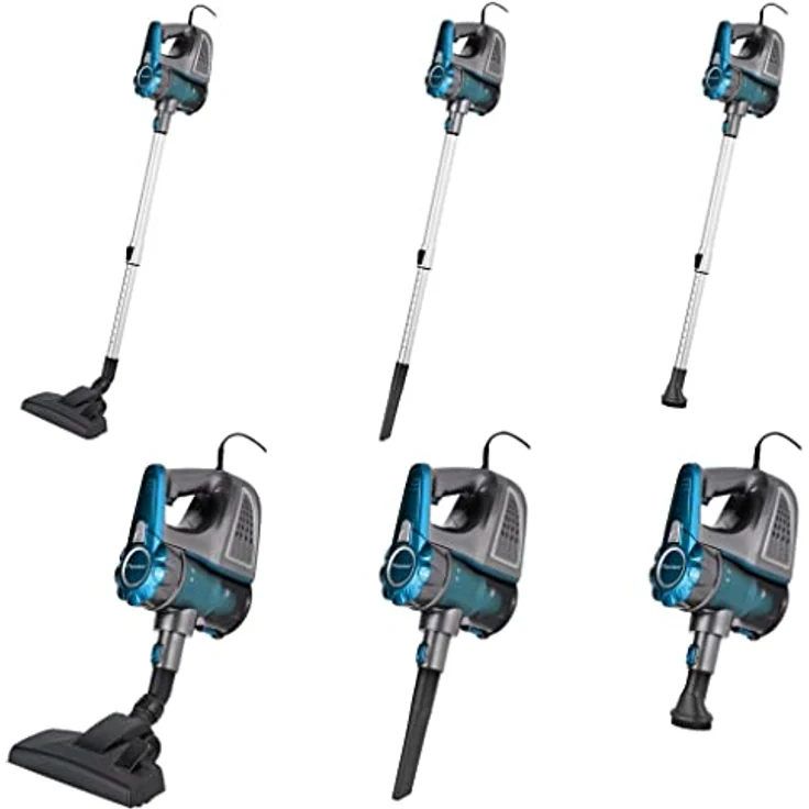 Bestron Beutelloser Handstaubsauger mit Stab, Aktionsradius: 6,5 m, Kapazität: 0,6 l, 600 Watt, Rot-Grau – Bild 10