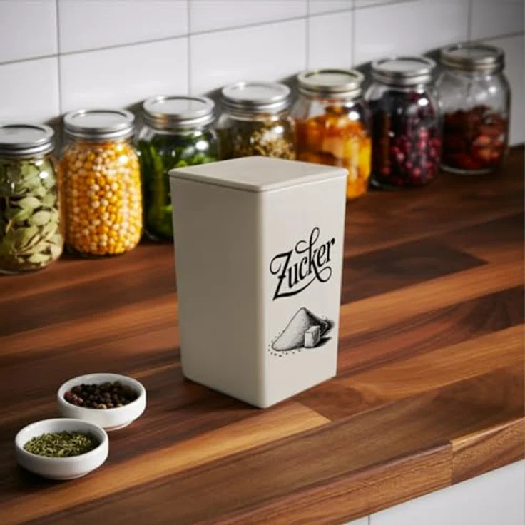speecheese Zucker Vintage VorratsDose 900ml, nostalgisches Design mit eleganter Kalligraphie und Zuckermotiv, weiß – Bild 5