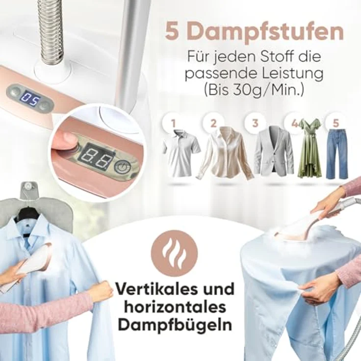 ProfiCare® PC TDC 3128 Stand-Dampfglätter, 1580W, neigbares & höhenverstellbares Bügelboard, 1,5L Tank, inkl. Handschuh, bis zu 40 min. Betriebszeit – Bild 5