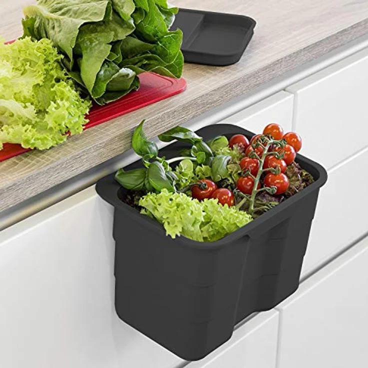 Biobin Multifunktionsbehälter 4,2 L anthrazit mit Deckel 170 x 227 x 172 mm zum Einhängen Multifunktionsbox Einhängebehälter von SO-TECH® – Bild 3