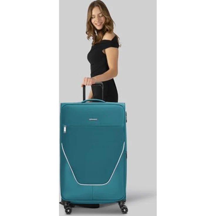 Stratic Weichgepäck-Trolley taska, 4 Rollen, Polyester, mit Zahlenschloss und Dehnfalte, schwarz – Bild 6