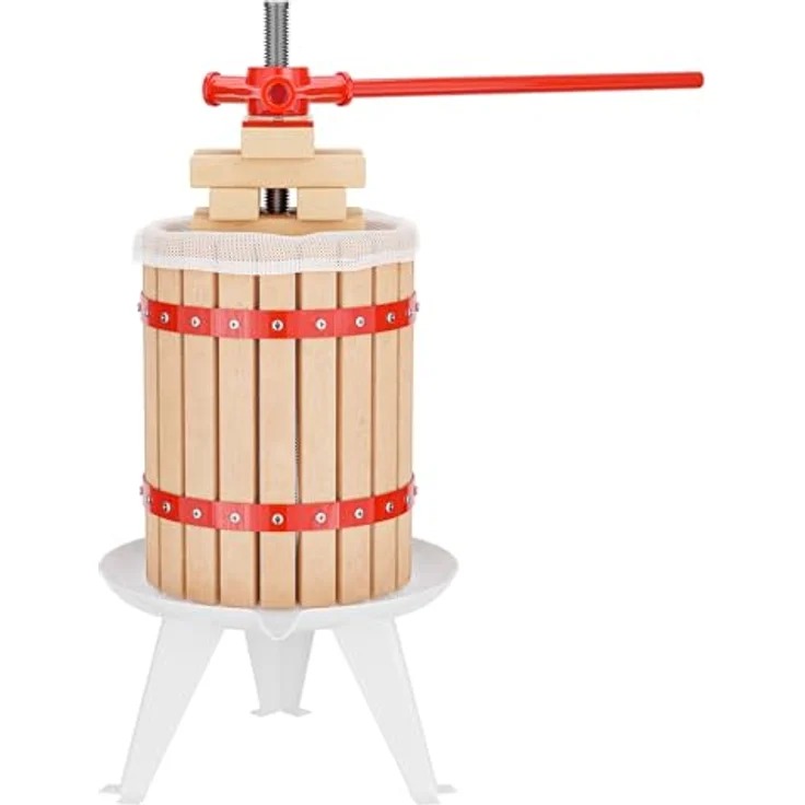 Wiltec 18L Obstpresse aus Buchenholz inkl. Presstuch, manuelle Weinpresse mit 280x365mm Korb, Apfelpresse Fruchtpresse für Obst Wein Maische, robustes Rot-Buchenholz – Bild 1