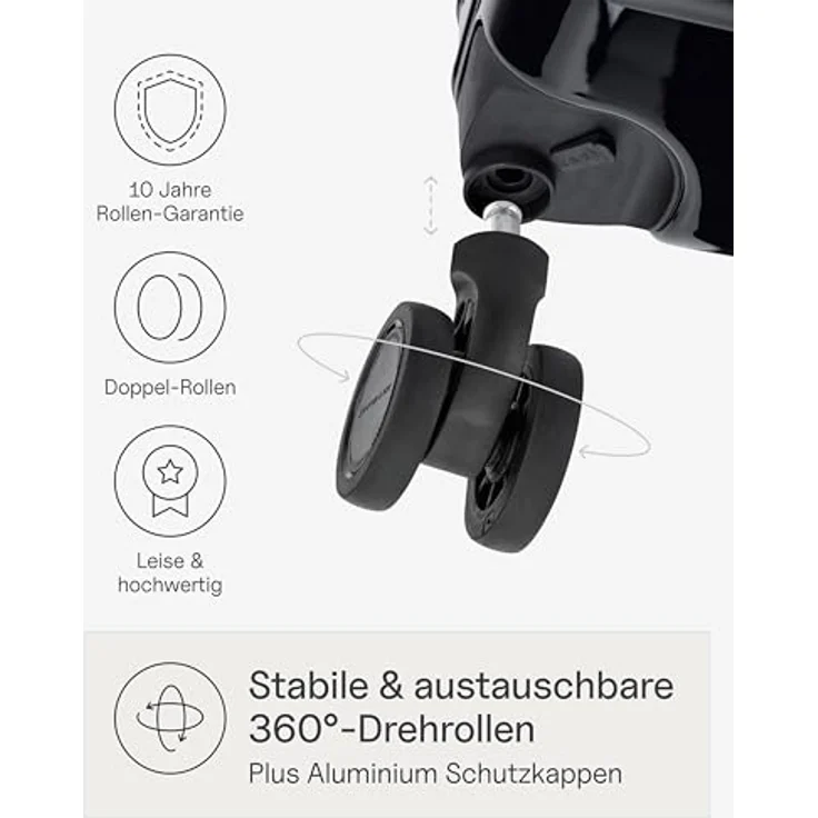 Kapten & Son Heathrow Essential Check-In Hartschalenkoffer All Black 82 L | Großer Reisekoffer mit 360°-Drehrollen, TSA-Gepäckschloss und wasserabweisendem Material – Bild 4