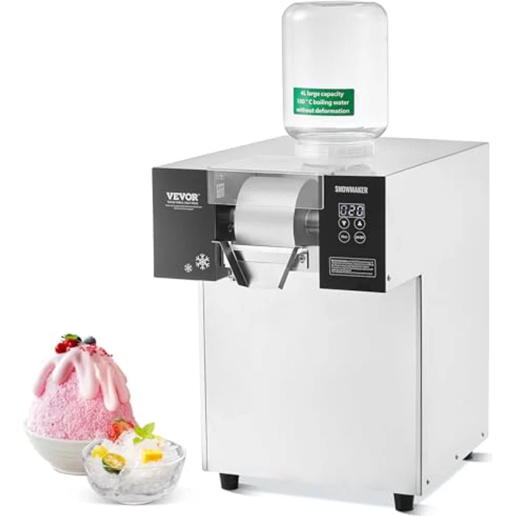 VEVOR Kommerzielle Schneeflocken-Eismaschine Schneeeisbereiter, 175 kg / 24 Std.  -  Eisrasierer elektrischer Schneekegel-Maker mit Flüssigkeitskühlsystem & Touch-Screen, Edelstahl – Bild 1