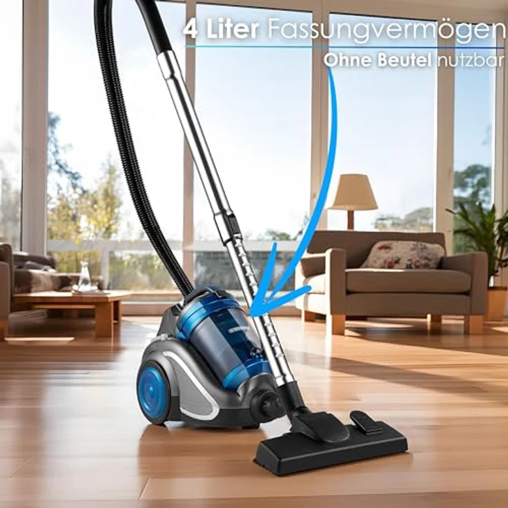 STEINBORG Bodenstaubsauger SB-1040, 700 W, beutellos, 4L Fassungsvermögen, Multi-Zyklon-System, HEPA-Filter, Speed Control – Bild 3