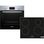Bosch Einbau-Backofen-Set HBF133BR0 + Induktionskochfeld PUE61RBB6E, 60 cm, Edelstahl, 66 l Garraum, 5 Beheizungsarten, Touch Select Steuerung
