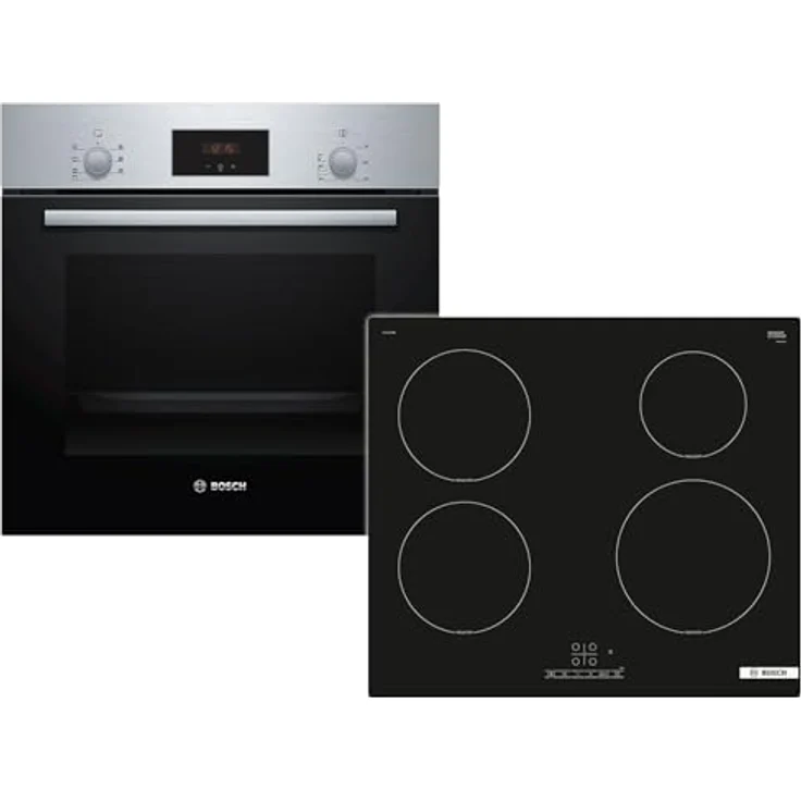 Bosch Einbau-Backofen-Set HBF133BR0 + Induktionskochfeld PUE61RBB6E, 60 cm, Edelstahl, 66 l Garraum, 5 Beheizungsarten, Touch Select Steuerung – Bild 1