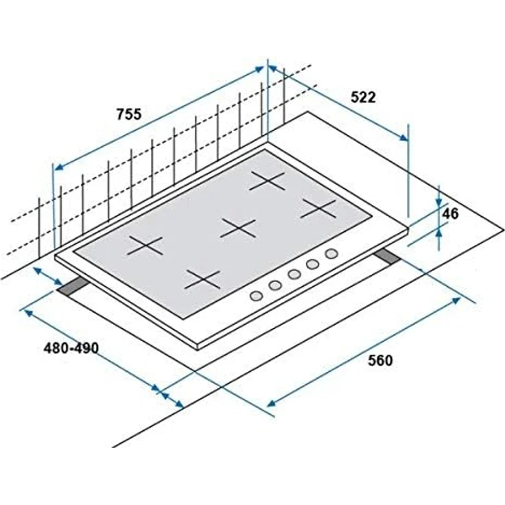 Beko HILW 75222 S Gaskochfeld 75cm, 5 schwarzlichter, schwarz – Bild 2