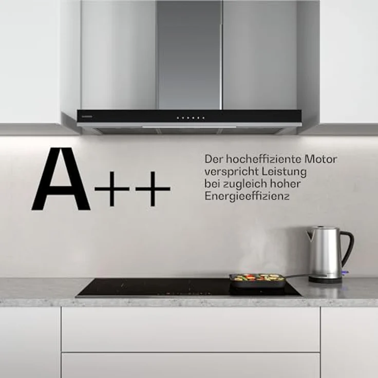 Klarstein Verosteel Dunstabzugshaube 90cm, 881,6 m³/h, A++, Touch-Bedienung, LED-Beleuchtung, Edelstahl & Glas, 3+Boost Stufen, leise, spülmaschinenfester Filter – Bild 5
