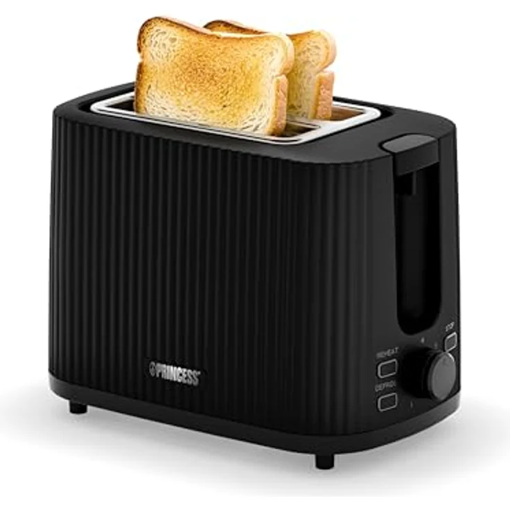 Princess Toaster Wave, Edelstahl-Optik, 2 Scheiben, 7 Bräunungsstufen, Auftau- und Aufwärmfunktion, Krümelschublade, kompaktes Design, 142358 – Bild 5