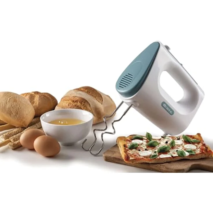 Ariete 1545 Handmixer Breakfast, 450 W, 5 Geschwindigkeiten, Turbo-Funktion, 2 Edelstahl-Schneebesen, Weiß & Aegean Teal – Bild 5