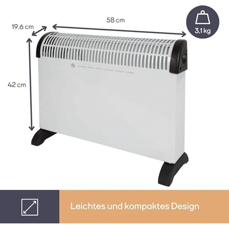 Perel Konvektor Heizkörper Schnellheizer mit Thermostat - Elektro Konvektorenheizung, Konvektor – Bild 8