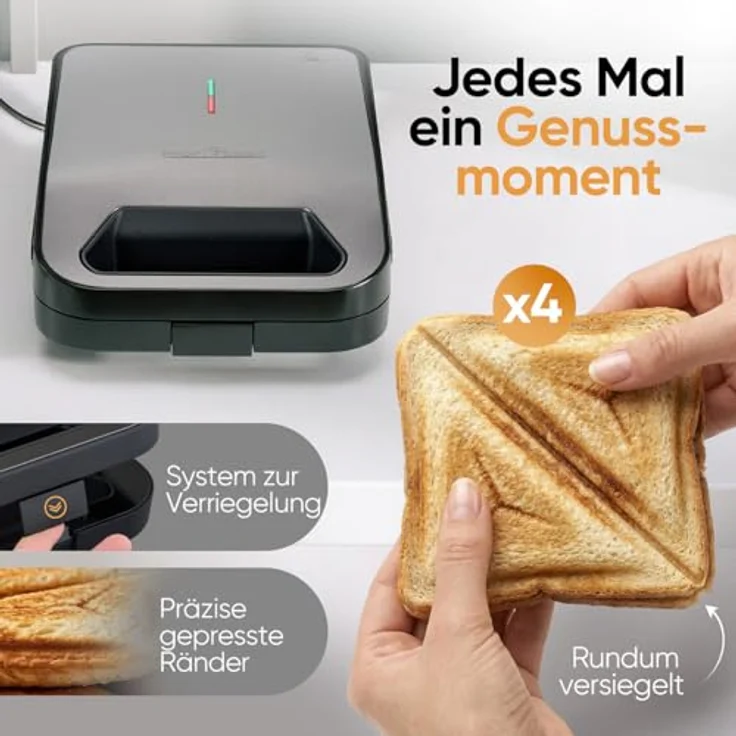 ProfiCook® Sandwichmaker PC ST 1329, für 4 Sandwiches gleichzeitig, Antihaft-Platten, 1600W, Bereitschaftsanzeige, platzsparend im aufrechten Stand – Bild 3