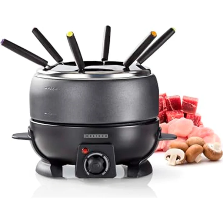 MELISSA Elektro-Fondue 16310236, 2.3 l für bis zu 6 Personen, Antihaftbeschichtung, verstellbarer Thermostat, rutschfeste Gummifüße – Bild 5
