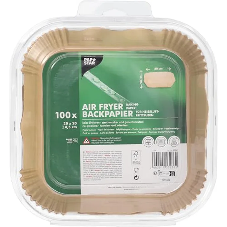 PAPSTAR 100 Backpapiere 20 cm x 20 cm x 4,5 cm braun für Heißluftfritteusen