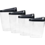 TSB Werk 4x Vorratsdosen Schüttdosen Aufbewahrungsdosen Streudosen Müslidose Behälter Set, Transparentes Design mit Schiebeöffnung, BPA-frei, Farben: Transparent / Dunkelgrau