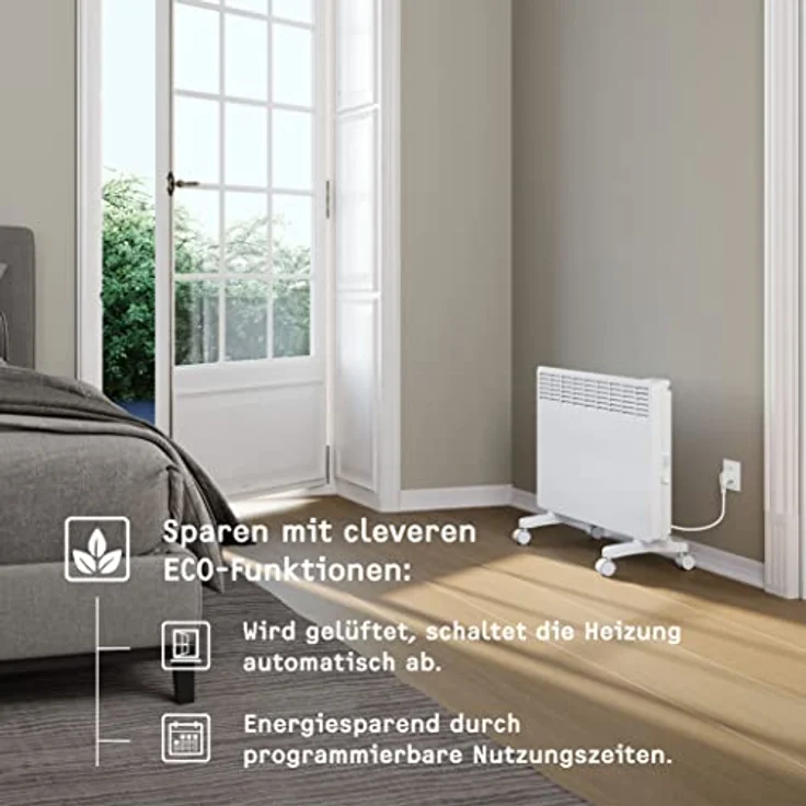 STIEBEL ELTRON neue Elektroheizung Standgerät für ca. 25 m², TÜV geprüft, Konvektor-Heizung mit elektronischer Regelung, 2 kW, energiesparend, LC-Display, Rollen, 204451, Weiß – Bild 3