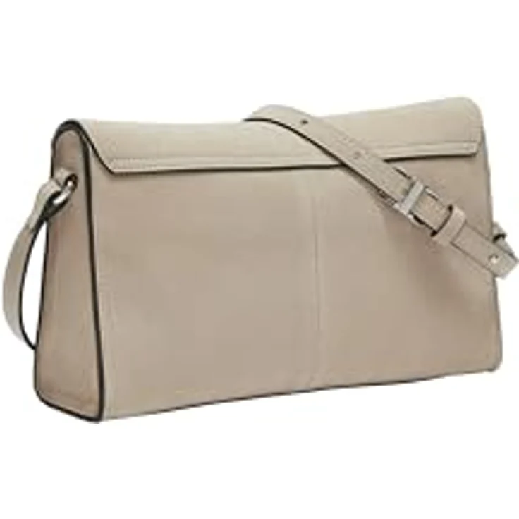 Liebeskind Berlin Lora Suede Shoulderbag, Umhängetasche aus echtem Leder in Stone, verstellbarer Schulterriemen, 27x16x8 cm, mit Zipper und Überschlagklappe – Bild 2