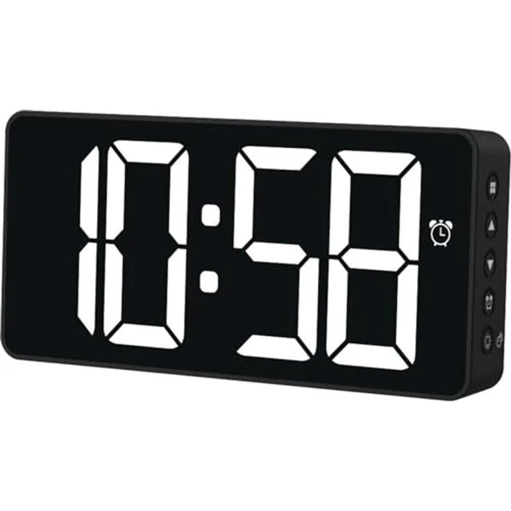 Hama Digitaler Wecker Bali, mit Temperaturanzeige, Nachtmodus, Schlummerfunktion, Speed Alarm, 2 Displaymodi, 3 Helligkeitsstufen, Datumsanzeige, schwarz