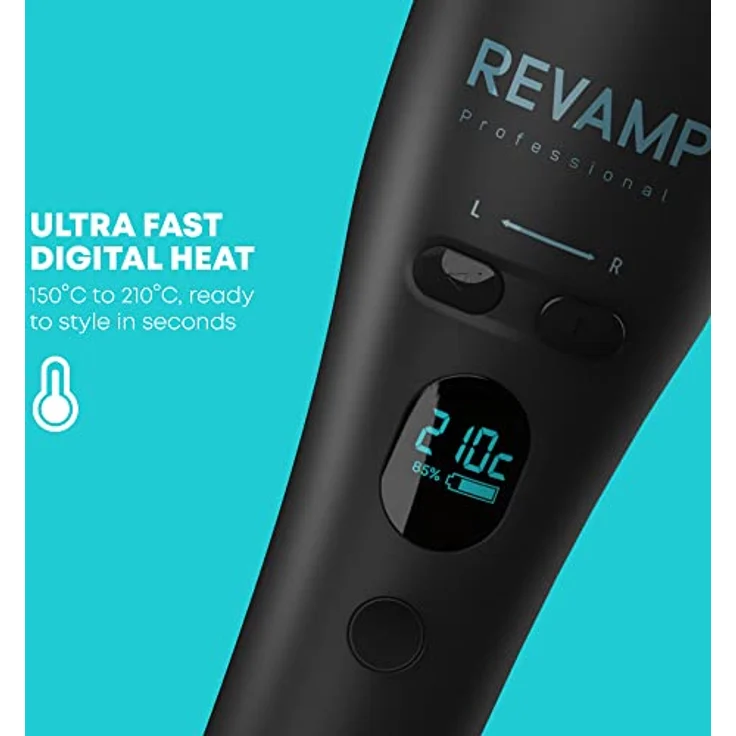 REVAMP Hollywood Curl kabelloser Lockenstab - Automatischer rotierender Haarstyler, Ionenfunktion, Keramik, Progloss-Öle - Rosa – Bild 5