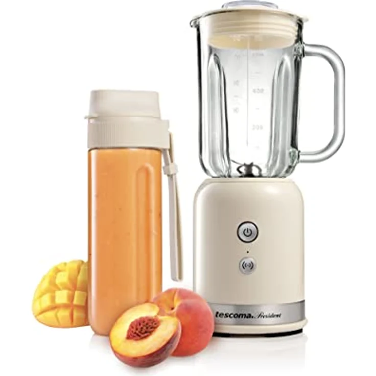Tescoma Smoothie Mixer PRESIDENT 0,6 l, creme - Effizienter Standmixer mit Glas Krug, Edelstahlklingen und PULSE-Funktion – Bild 1