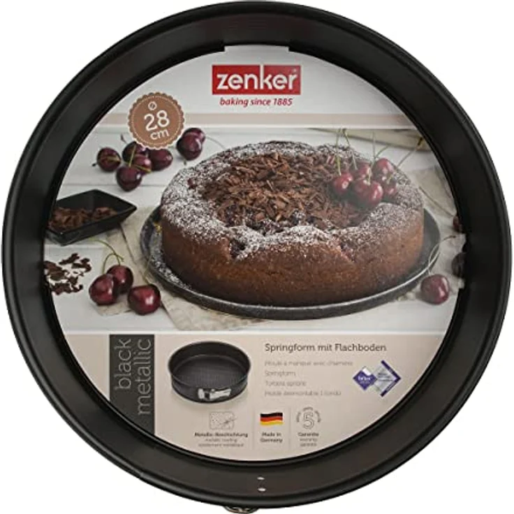 Zenker Springform Ø 28 cm, Backform mit Antihaftbeschichtung, runde Kuchenform mit Flachboden (Farbe: schwarz), Menge: 1 Stück – Bild 5