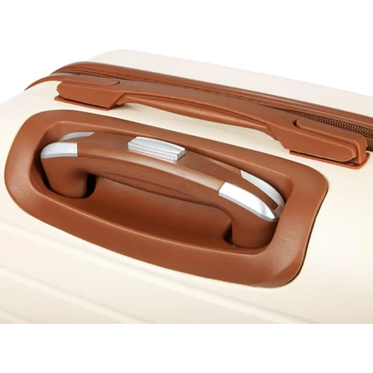 BRUBAKER Kofferset Paris - Hartschalen Koffer Set mit Zahlenschloss, 4 Rollen - Creme Weiß und Hellbraun – Bild 5