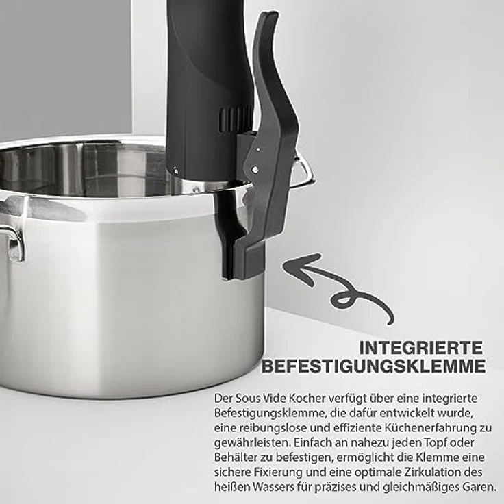 Profi Cook PC-SV 1126 Sous Vide Stick, Edelstahl, LED-Multifunktionsdisplay, Timer-Funktion, 800 W – Bild 6