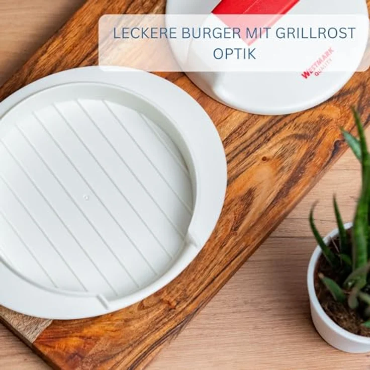 Westmark Hamburgermaker mit Patty-Hebevorrichtung, Hamburger-Presse, Innendurchmesser 11,5 cm, Kunststoff, Weiß-Rot, 62332260 – Bild 7