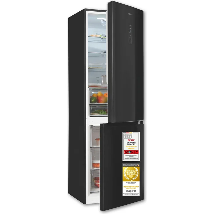 Exquisit KGC5350-105-NF-040C, Kühl-Gefrierkombination inoxlook mit 347 l Nutzinhalt, No Frost, Energieklasse C und digitaler Steuerung
