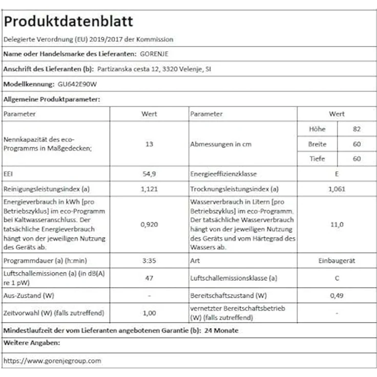 Gorenje GU642E90W Geschirrspüler, unterbaufähig, 13 Maßgedecke, Total AquaStop, SmartControl, Weiß – Bild 7