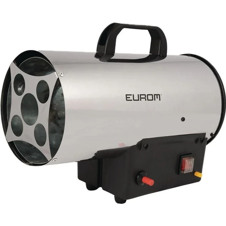 Eurom Gasheizer HKG10 DE, 10 kW Heißluftpistole für Räume bis 350 m³, hohe Effizienz 100% mit Schlauch und Regler