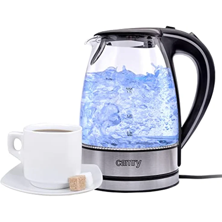 Camry CR 1239 Elektrischer Wasserkocher, Glas, Kunststoff, Schwarz, Transparent, 1,7 Liter – Bild 2