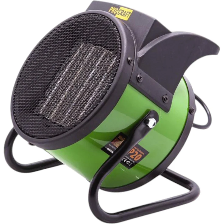 Procraft FP20 Elektro Heizlüfter, 2 kW mit 3 Leistungsstufen (25/1000/2000 W), integrierter Thermostat, IP20, leiser Betrieb 65 dB, mobil und kompakt