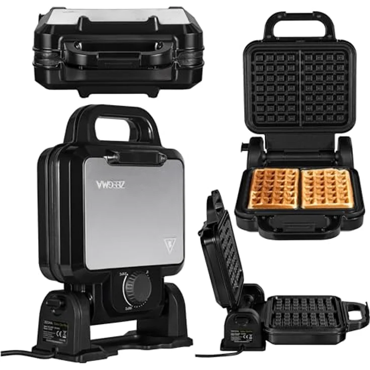 ZEEGMA GOFREE CHEF PRO Waffeleisen, 1200 Watt, doppelt, vertikal, Antihaftbeschichtung, Temperaturkontrolle, Bereitschaftsanzeige, für dicke belgische Waffeln – Bild 1
