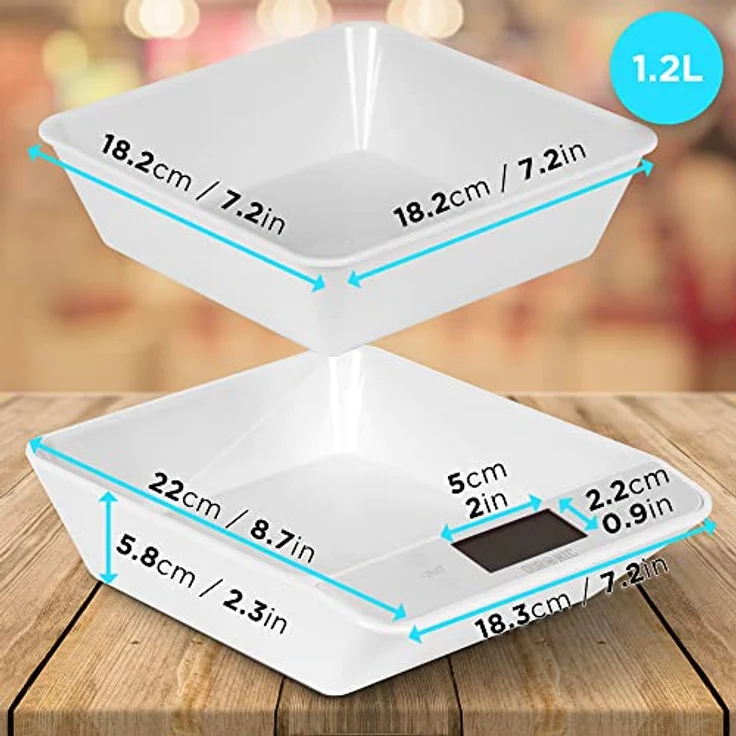 Duronic KS100 WH Küchenwaage | 5 kg Digitalwaage mit 1,2 L abnehmbarer Schüssel | 1 g grammgenau Präzision-Feinwaage | Haushaltswaage mit Tara-Funktion | Digitale Waage mit Hold-Funktion | Zum Kochen – Bild 2