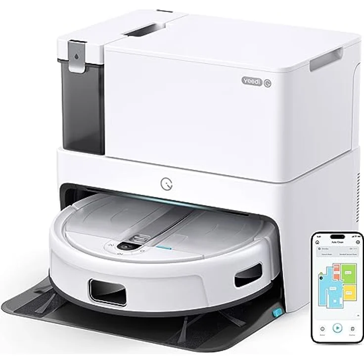 yeedi Cube Saugroboter mit Wischfunktion Absaugstation Selbstwaschend/Selbsttrocknend/Selbstentleerend, 5100 Pa Saugleistung, 5200 mAh Akku – Bild 1