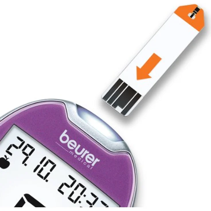 Beurer GL 44 Blutzuckermessgerät mmol/l (Purple, Sichere Blutzuckermessung durch breiten Teststreifen und Blutmengenkontrolle, kompatibel mit HealthManager Software bzw. App) – Bild 4