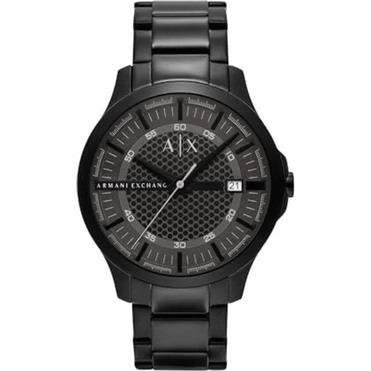 ARMANI EXCHANGE Quarzuhr AX2464, Herrenuhr mit grauem Zifferblatt, schwarzem Edelstahlarmband, 46 mm, analog, Datum – Bild 1