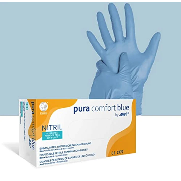 Ampri Einmalhandschuhe aus Nitril pura comfort blue M – Bild 2