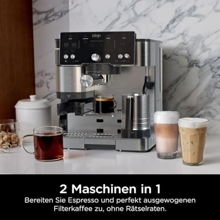 Ninja Kaffeevollautomat Luxe Café Essential ES501EU, Barista Assist Technologie, Dual Froth System, 25 Mahlgradeinstellungen, schwarz – Bild 2