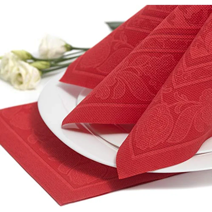 50 Servietten ''ROYAL Collection'' 1-4-Falz 40 cm x 40 cm rot ''Ornaments'' – Bild 4