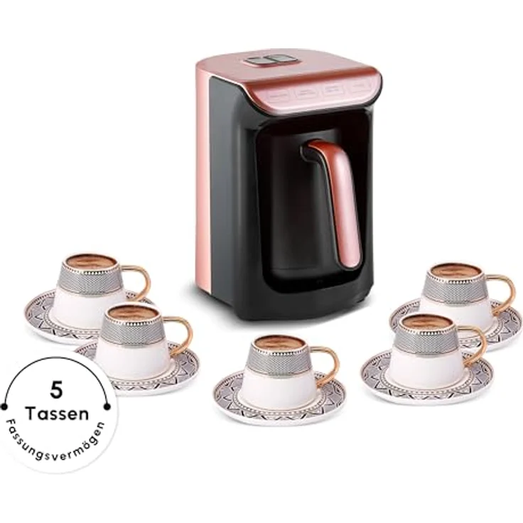 Karaca Hatir Köz Milky, Türkische Kaffeemaschine mit 5 Tassen Kapazität, 535 W, automatische Abschaltung, Überlaufschutz und Schaum-Messlöffel – Bild 5