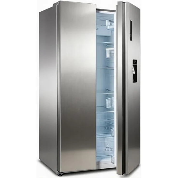 CHiQ KMRF630NESE Side by Side No-Frost Kühl-/Gefrierkombination mit 356 Liter Kühlfach, 203 Liter Gefrierfach und Wasserspender im Premium Dark Inox Look – Bild 10