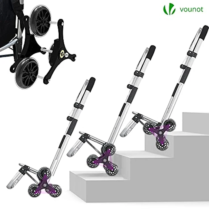 VOUNOT Aluminium Einkaufstrolley Treppensteiger, Trolly Einkaufswagen Klappbar, Hackenporsche mit 6 Räder und Kühlfach, Wasserdicht, 50L, Schwarz – Bild 5