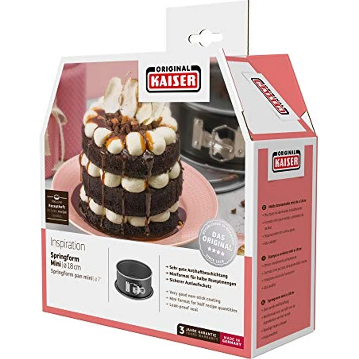 Kaiser Inspiration, Mini-Springform 18 cm, rund, Flachboden, runde Backform, antihaftbeschichtet, für 1-2 Rezeptportion, auslaufsicher – Bild 5